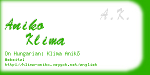 aniko klima business card