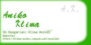 aniko klima business card